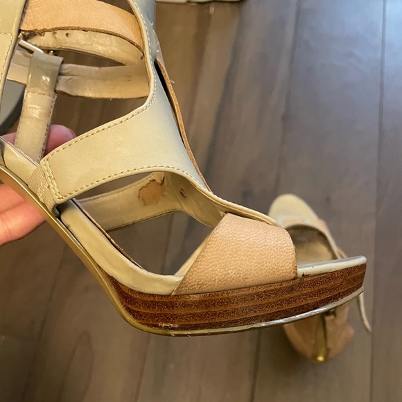 Nine West Leather & Patent Sandal Pumps in Nude - Size 6 - Picture 4 of 11